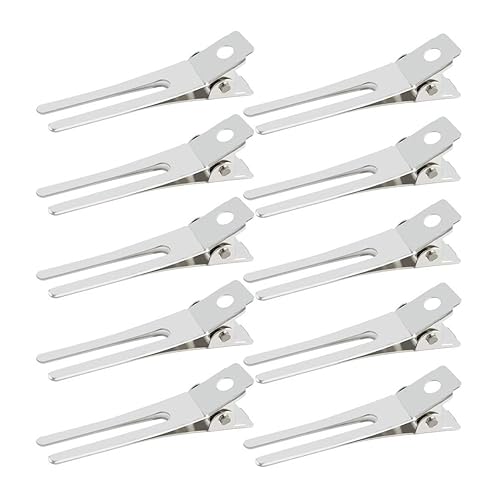 50pcs Hairdressing Double Prong Curl Clips, Wobe 1.8" Setting Section Hair Clips Metal Alligator Hairpins for Bow Great Pin Clip, Styling Salon Beauty & Personal Care Wobe