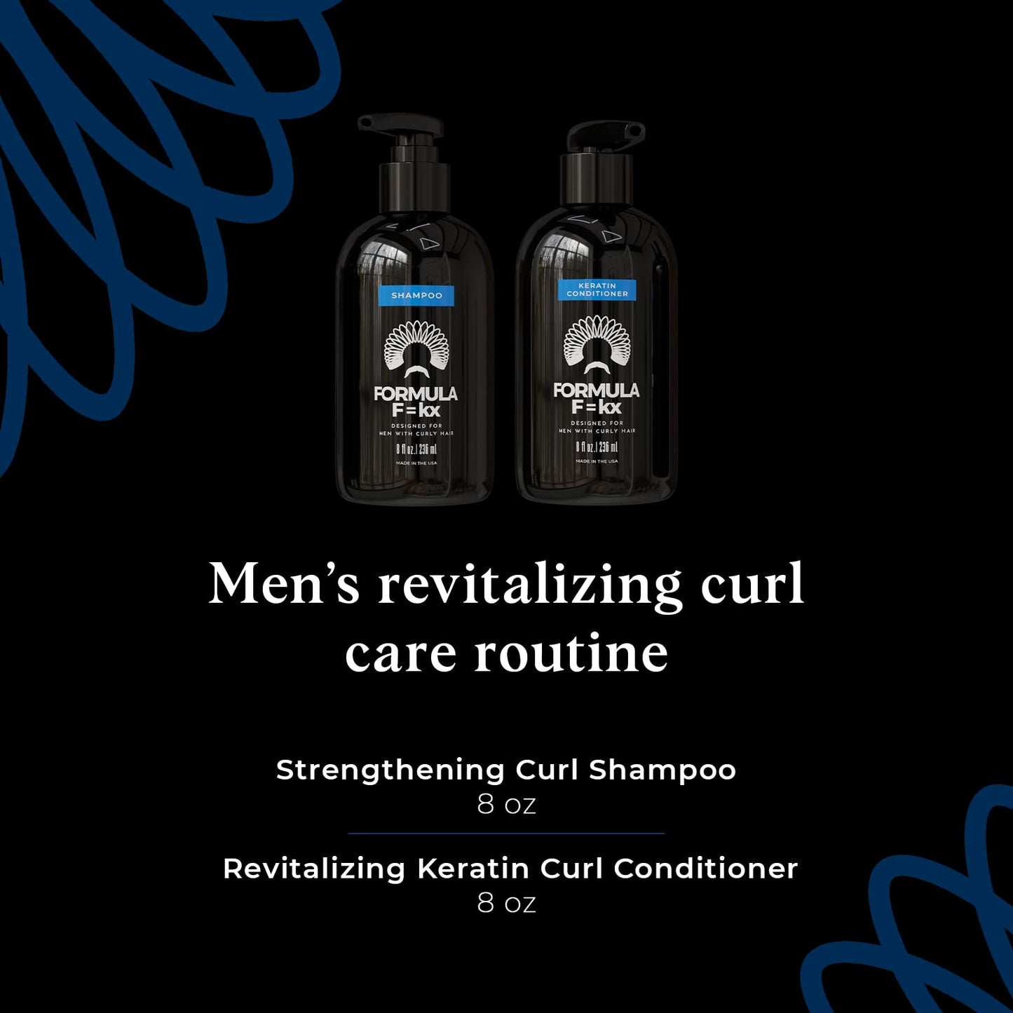 Formula F=kx - Curly Hair Product Set - Keratin, Aloe & Coffee Seed Extract Shampoo and Conditioner - For All Curl Types - Sulfate-Free - Ocean Scent Beauty & Personal Care FormulaF=KX