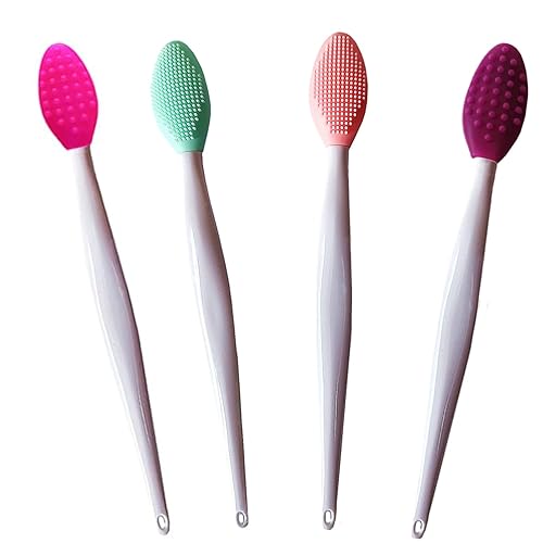 4 Pcs Lip Scrub Brush,Lip Scrubber Exfoliator, Double-Sided Silicone Lip Brush Tool for Men Women Lip Lightening,Lip Exfoliator Scrubber Tool for Dark Beauty & Personal Care New prominent