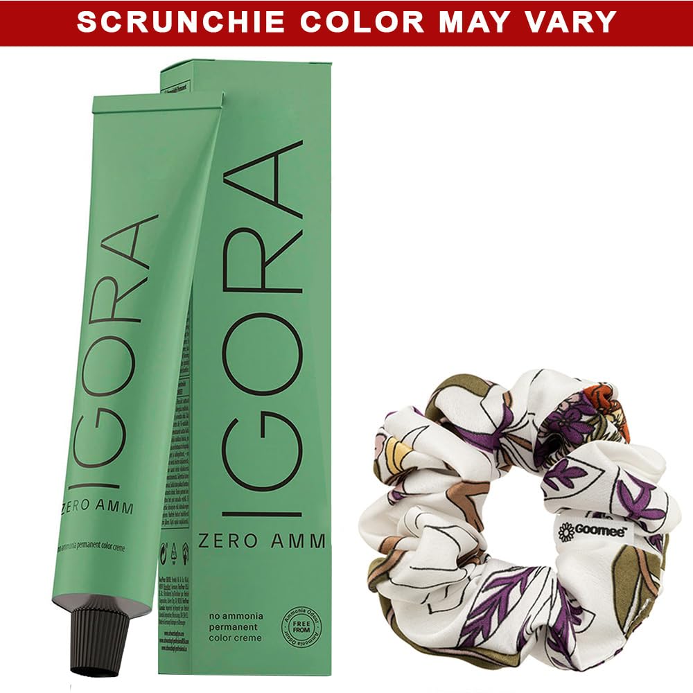 Igora Zero AMM Hair Color 5-5 Light Brown Gold | No Ammonia Permanent Color Creme 2.1 oz and Goomee Scrunchie Beauty & Personal Care Goomee