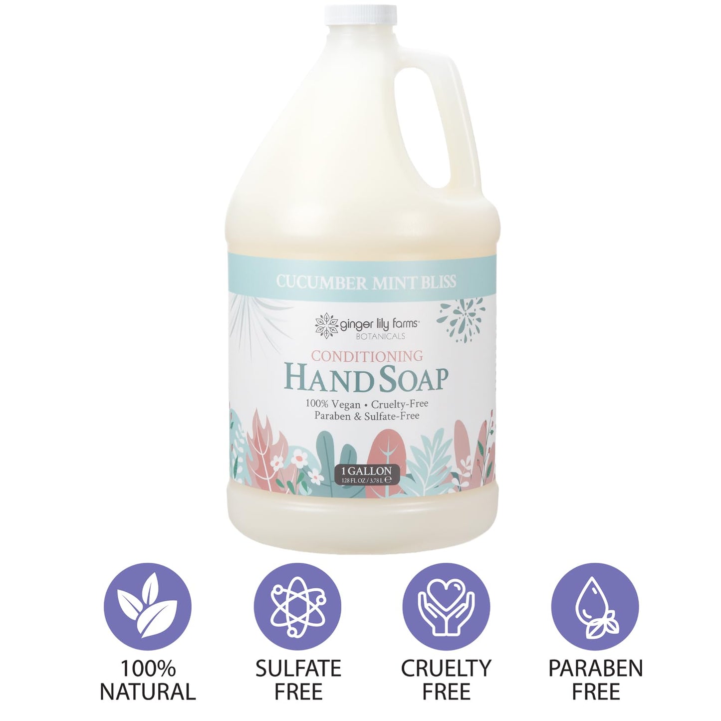 Ginger Lily Farms Botanicals Conditioning Liquid Hand Soap Refill, 100% Vegan & Cruelty-Free, Cucumber Mint Bliss Scent, 1 Gallon (128 fl oz) Beauty & Personal Care Ginger Lily Farms
