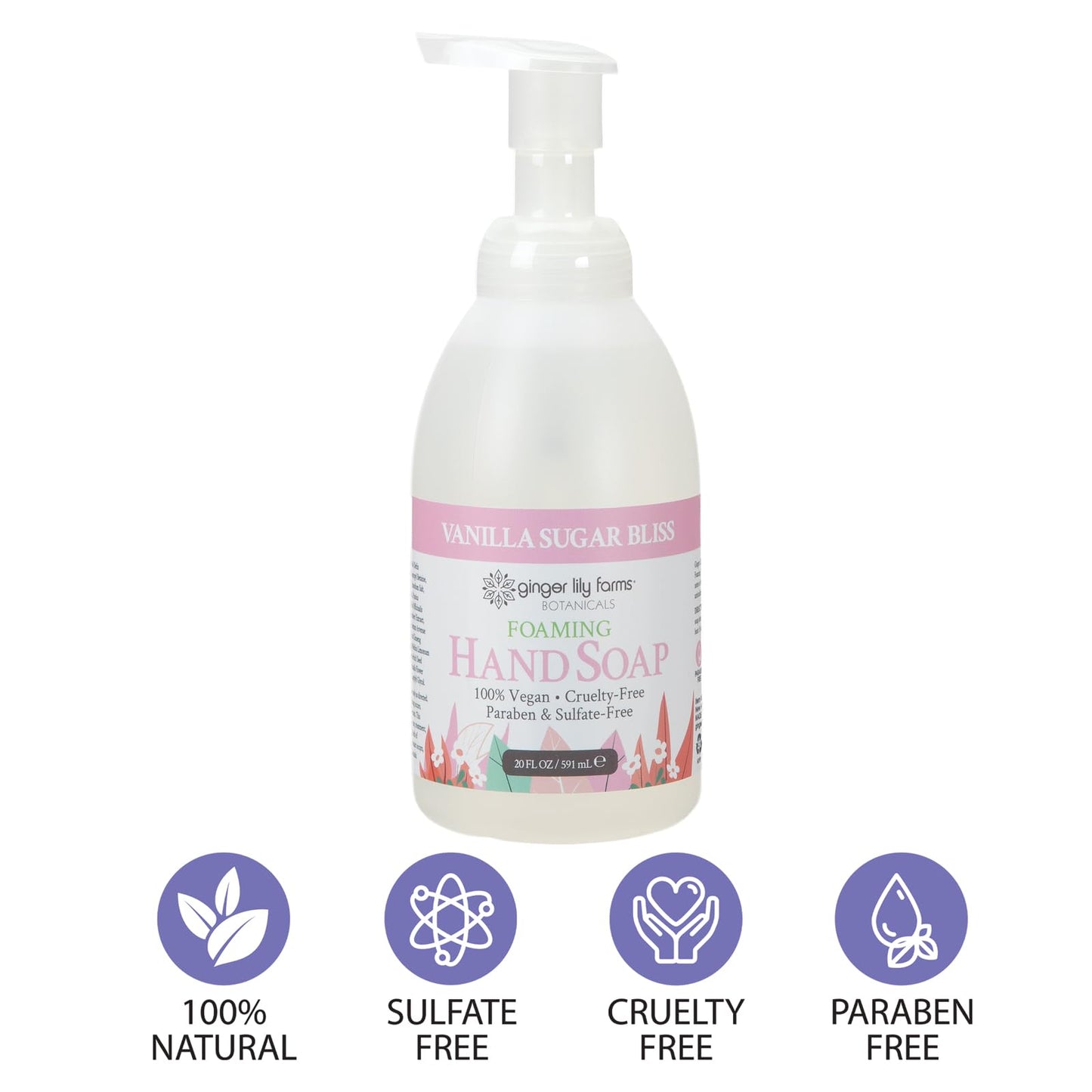 Ginger Lily Farms Botanicals All-Purpose Foaming Hand Soap Refill, 100% Vegan & Cruelty-Free, Vanilla Sugar Bliss Scent, 20 Fl Oz (Pack of 1) Beauty & Personal Care Ginger Lily Farms