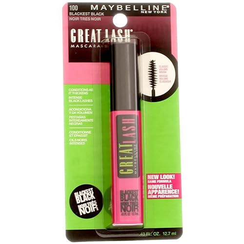 Maybelline Great Lash Mascara, Blackest Black 100, .43 Fluid Ounces (Pack of 5) Beauty & Personal Care Maybelline New York