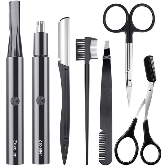 ZEXELLER Electric Nose Hair Trimmer Eyebrow Trimmer for Men Women, 7-in-1 Painless Facial Grooming Kit, USB Rechargeable IPX7 Waterproof Precision Beauty and Personal Care ZEXELLER