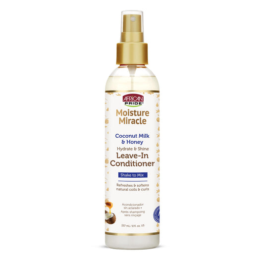 African Pride Moisture Miracle Leave-In Conditioner Spray with Coconut Milk & Honey, Hydrates & Shines Coils & Curls, 8 Oz Beauty & Personal Care African Pride