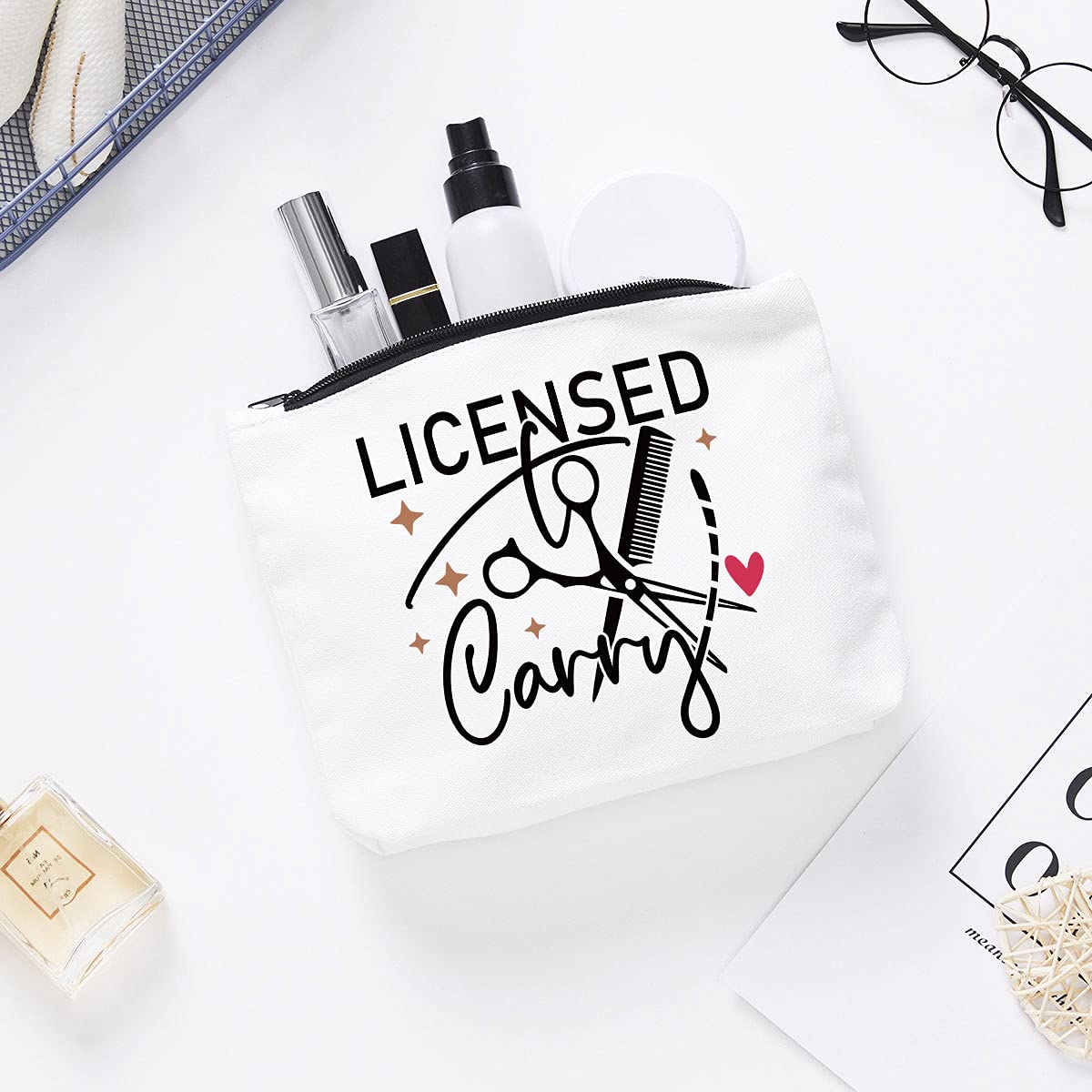 Hair Stylist Supplies Hairstylist Gift Ideas Hairdresser Gift Hairdresser & Stylist Makeup Bag- She Works Willingly With Her Hands - Gifts for Hairstylist, Salon Owner, Esthetician, Barber or Friend Beauty & Personal Care Fokongna