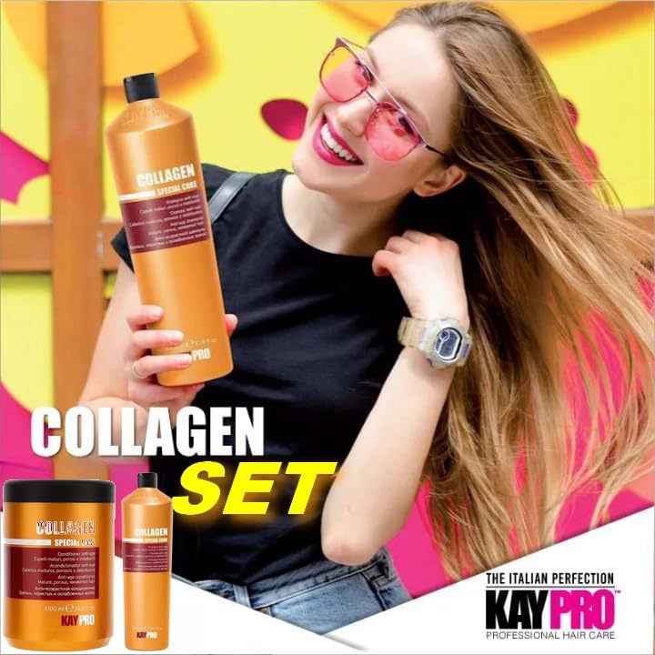 KAYPRO Collagen Special Care Shampoo & Mask 1000ml Set - Italian (Anti-Aging Hair Care Set with Collagen for Protein Balance, Hydration & Hair Beauty & Personal Care KAYPRO