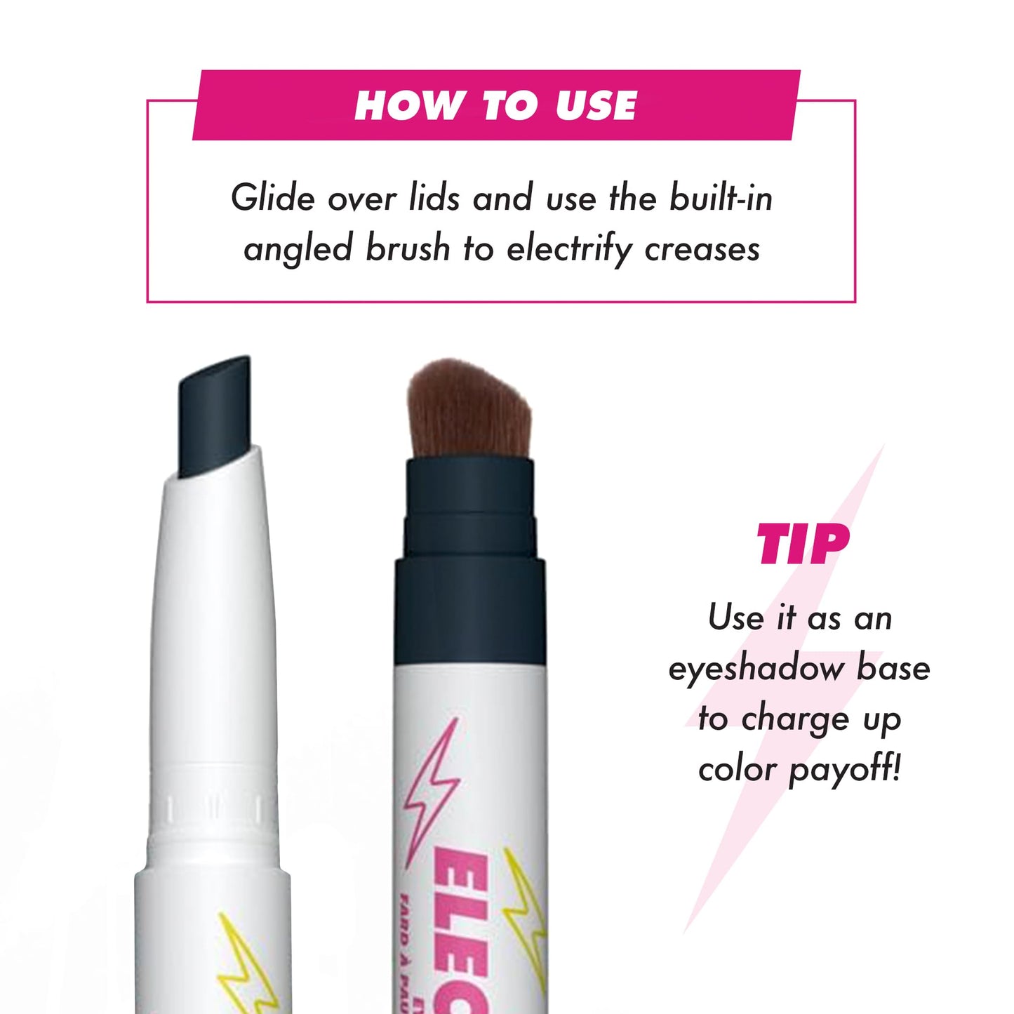 Lime Crime Electric Slide Eyeshadow & Brush Stick, IDC (Matte Black) - Lightweight 2-in-1 Eyeshadow Smudge Stick with Angled Brush for Long Lasting Beauty & Personal Care Lime Crime