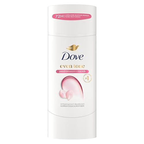 Dove Antiperspirant Deodorant Stick Peach Blossom & Rice Milk For Uneven Skin Tone 48-hour Odor and Sweat Protection 2.6 oz Beauty and Personal Care Dove