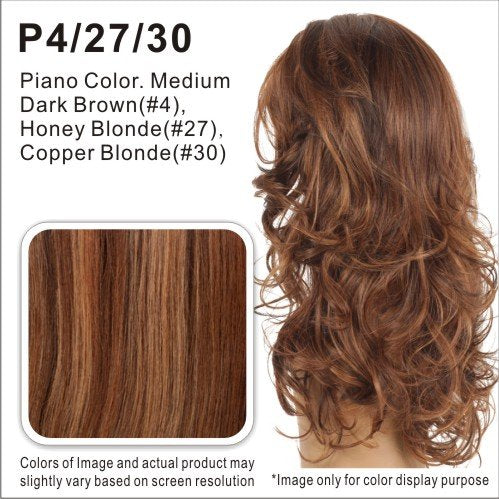 Vivica PB-65v Ponytail Color P4/27/30 Fox Wigs 20" Long Mid Back Silky Straight Pocket Bun Heat Friendly Synthetic Extension Drawstring Combs