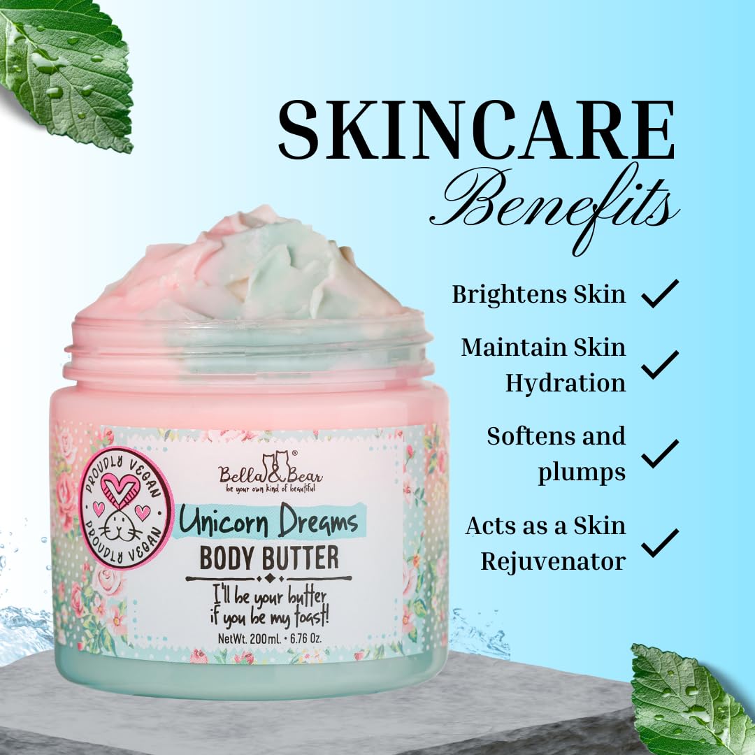 Bella & Bear Unicorn Dreams Spa Gift Set - Body Scrub & Body Butter Bath Gift Set for Women, Teens & Girls - Vegan Self Care Set Beauty and Personal Care Bella and Bear