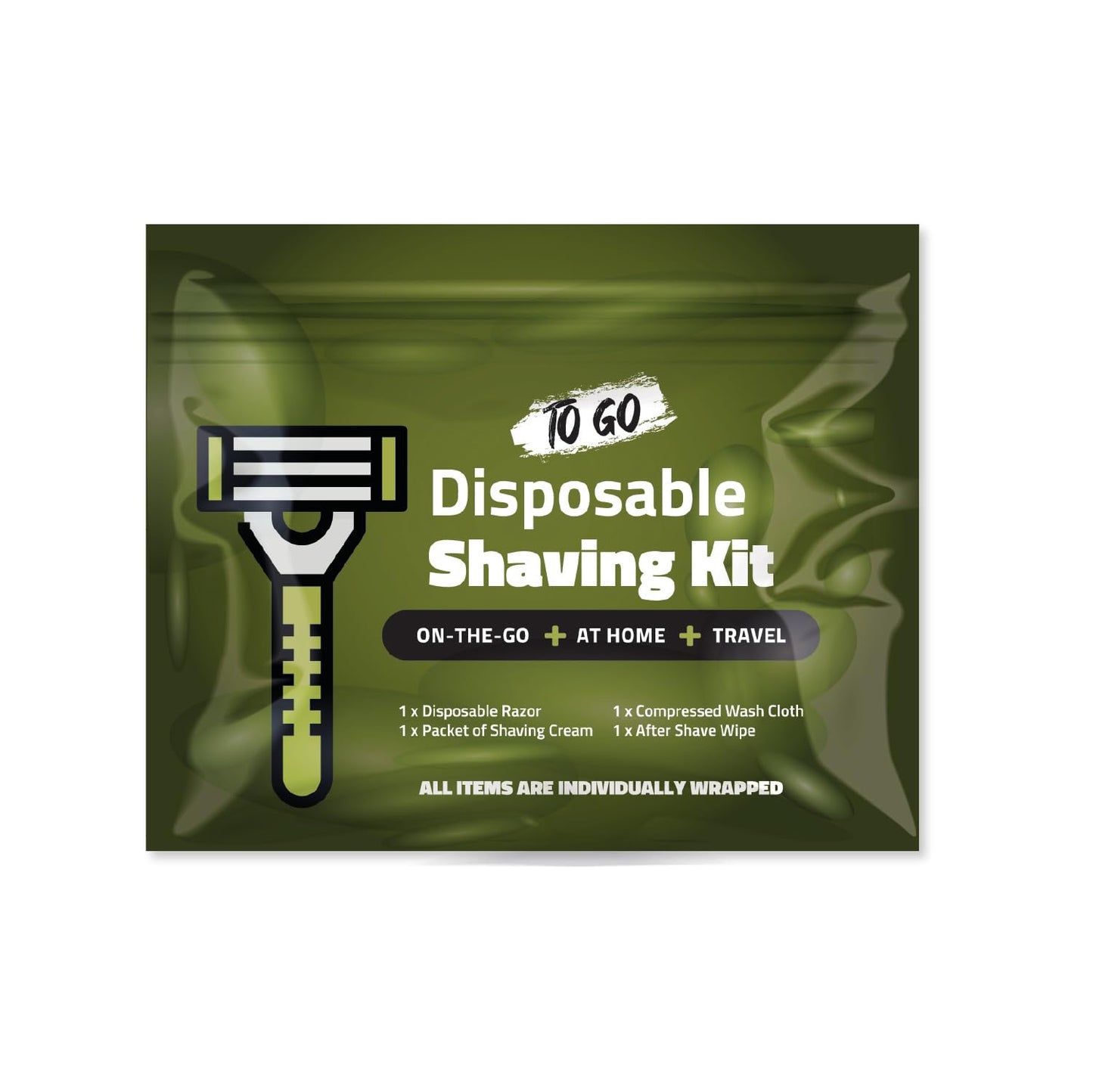 Travel Shaving Kit with Razor, Shaving Cream, Washcloth and Aftershave Wipe, Men's Disposable Grooming Pack (Green) (1) Beauty and Personal Care pH Advantage