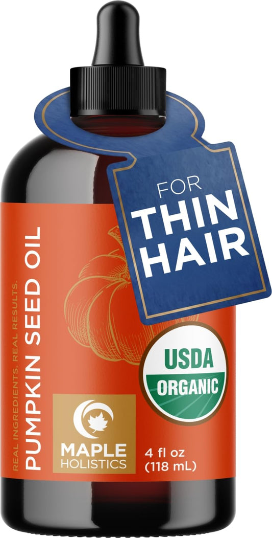 Maple Holistics Pumpkin Seed Oil Organic Certified - 100% Pure Organic Pumpkin Seed Oil for Hair and Anti Aging Face Oil - USDA Organic for Dry Hair Beauty and Personal Care Maple Holistics Default Title