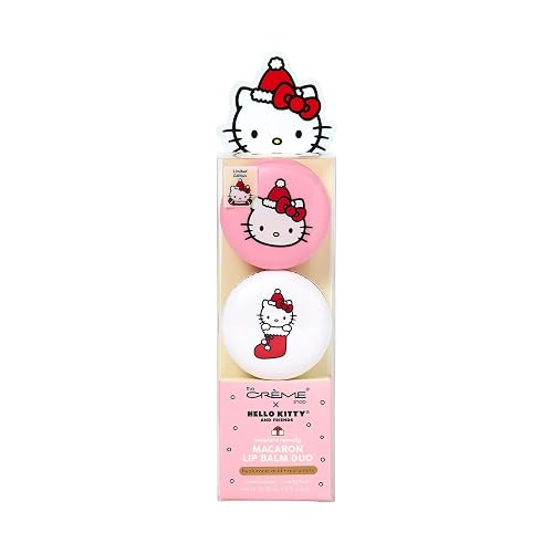 The Créme Shop x Hello Kitty & Friends Macaron Lip Balm Duo, Korean Lip Balm with Murumuru Seed Butter and Hyaluronic Acid (Mixed Berry & Icing on the Beauty & Personal Care The Crème Shop
