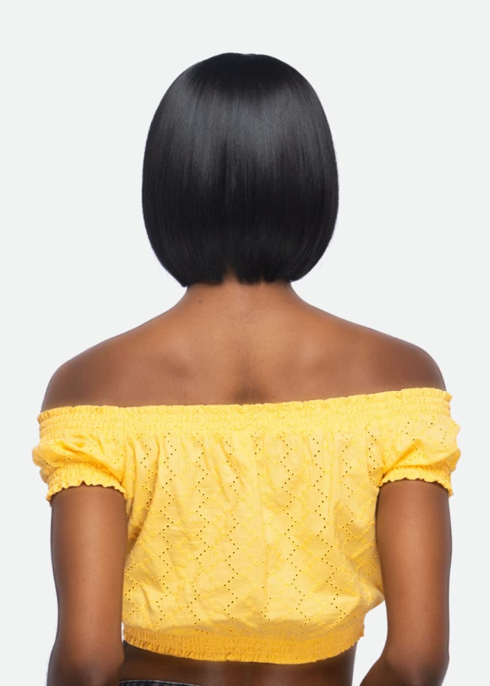 Vivica A. Fox Amore Mio Collection Short Length 10.5? Fringed End Bob Straight with Swept Bang Style High Heat Synthetic Hair - AW-BANDI (P2216)