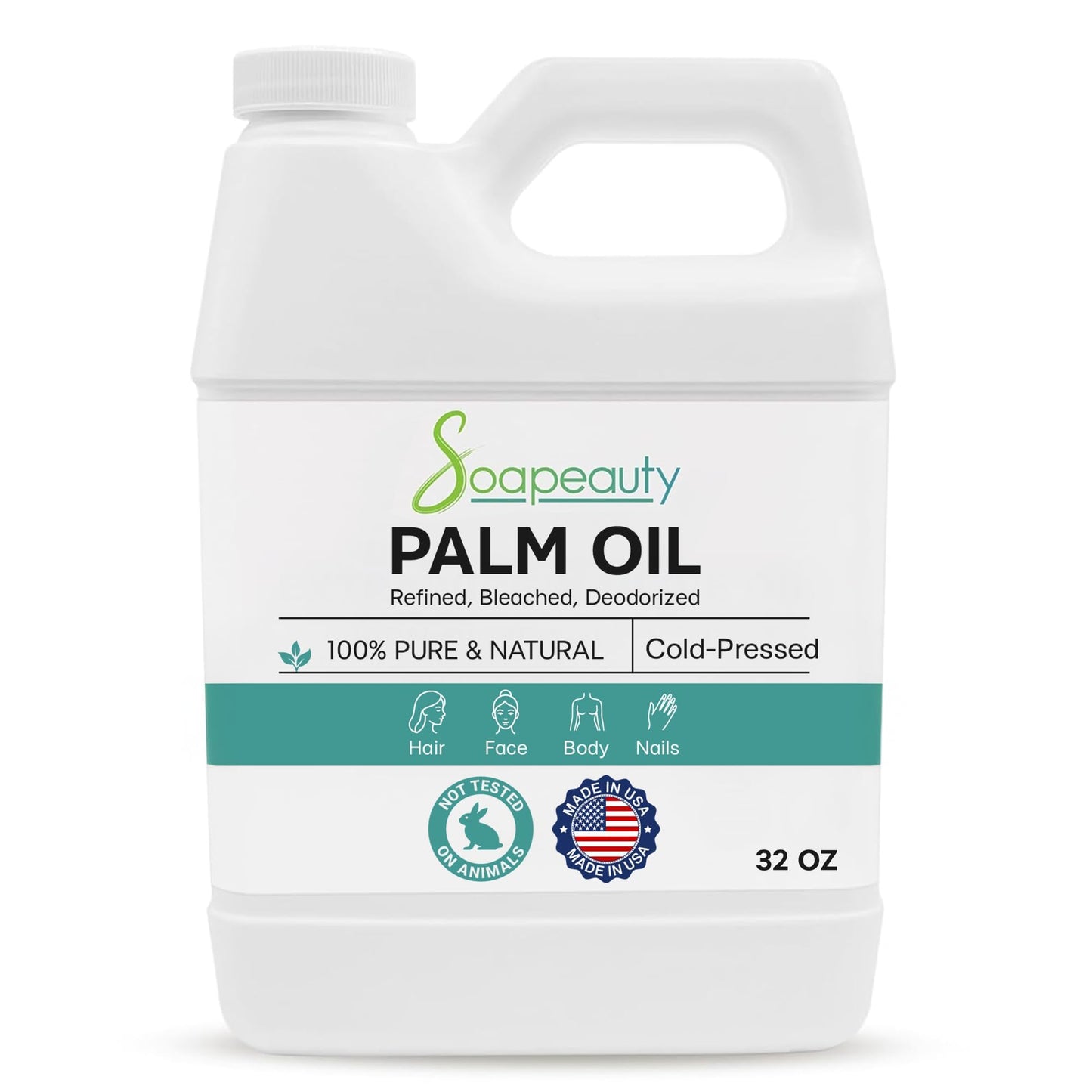 Soapeauty Palm Oil RBD - 100% Pure, Cold-Pressed, Non-Hydrogenated & Sustainable for DIY Soap, Creams & Lotions - Rich in Vitamin E - 32 fl oz Beauty & Personal Care Soapeauty