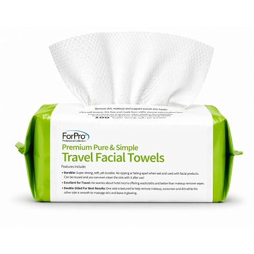 ForPro Travel Size Disposable Face Towels, 8"x8" Compact Dry Wipes, Ultra Soft Lint-Free Viscose Makeup Remover Pads for Sensitive Skin Beauty & Personal Care ForPro Professional Collection