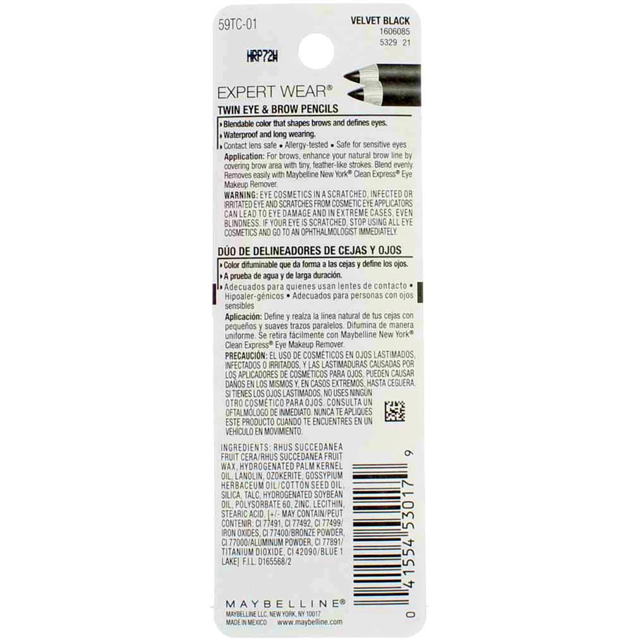 Maybelline Expert Eyes Twin Brow And Eye Pencils, Velvet Black [101], 2 ea (Pack of 5) Beauty & Personal Care MAYBELLINE
