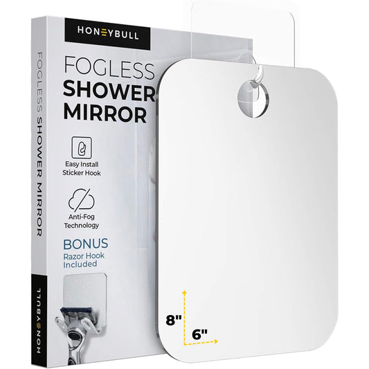 HONEYBULL Fogless Shower Mirror for Shaving, No Drill Mount, Compact 6x8in Beauty and Personal Care HONEYBULL Default Title