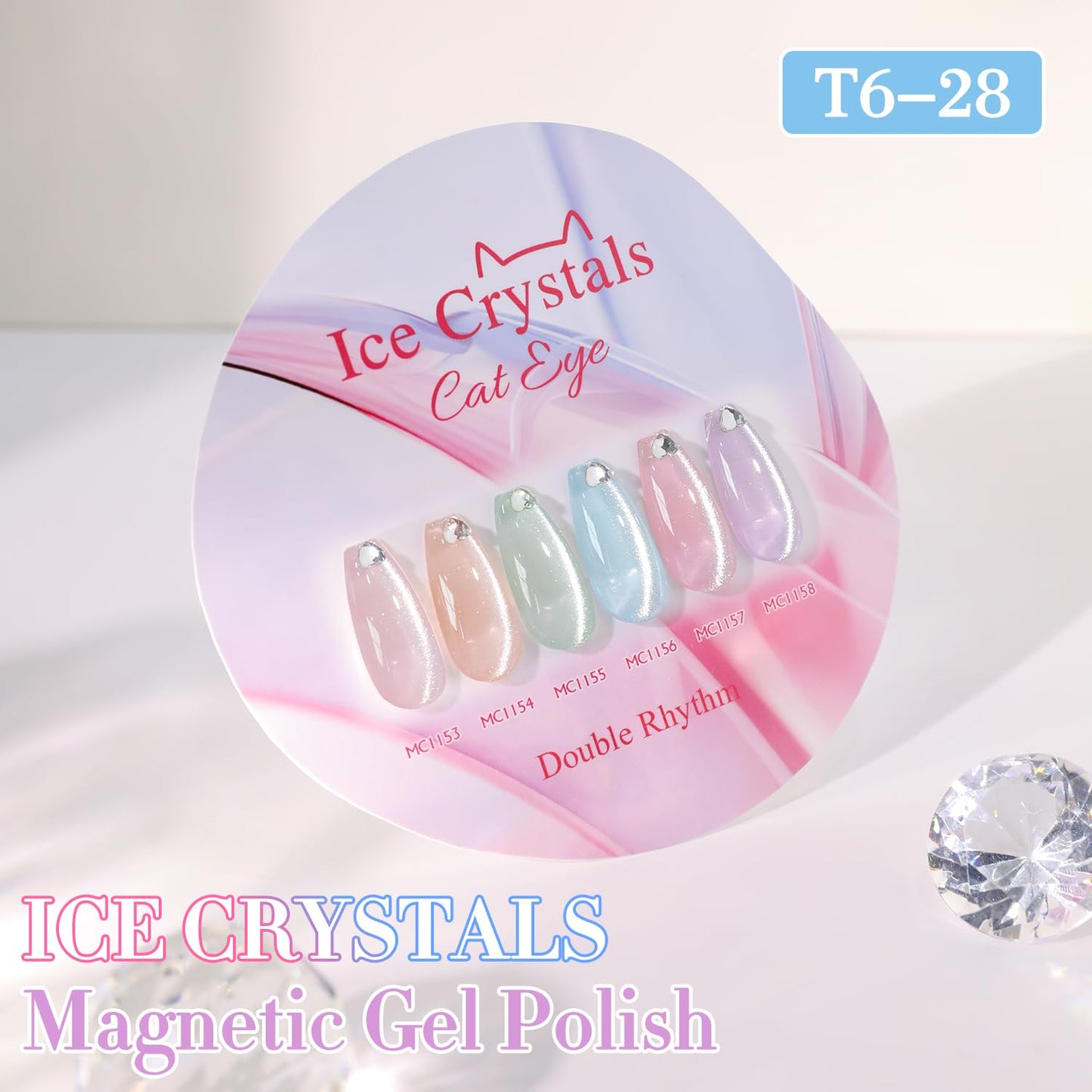 Double Rhythm 0.5 Oz Cat Eye Gel Polish with Magnet Same Color Same Bottle Holographic Glitter Shimmer Translucent Color Salon 15 ML Magnetic Nail Art Beauty and Personal Care Double Rhythm