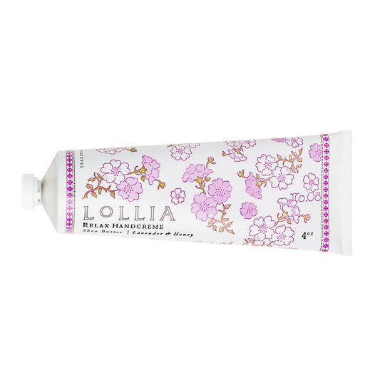 LOLLIA Relax Handcreme, 4 oz, Sugar Cane, Vanilla Bean, & Jasmine, Scented Hand Cream for Women, Moisturizing Lotion for Dry Hands, Quick Absorbing Beauty & Personal Care LOLLIA
