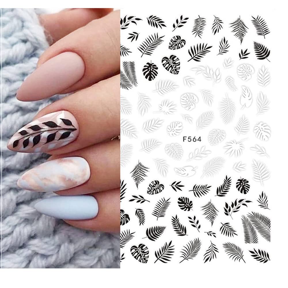 10 Sheets Black White Leaves Flowers Nail Stickers Decals,3D Self- Adhesive Retro Flower Vintage Vine Rose Flower Butterflies Nail Sticker for Women Beauty & Personal Care XMMXNBJ