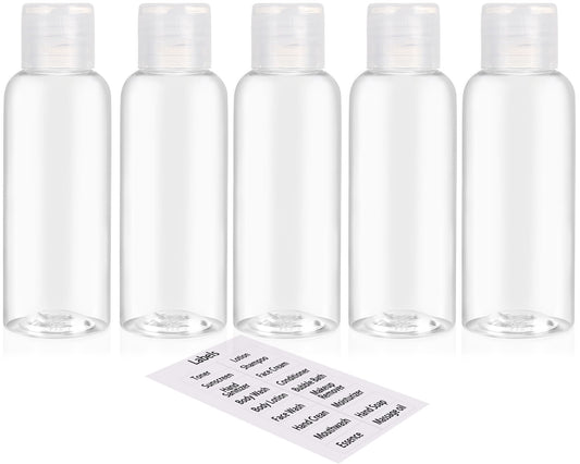 DNSEN 5 Pack 3.4oz Empty Plastic Travel Bottles for Toiletries TSA Approved Leak Proof Squeezable Travel Size Containers Travel Essentials Beauty and Personal Care DNSEN Default Title