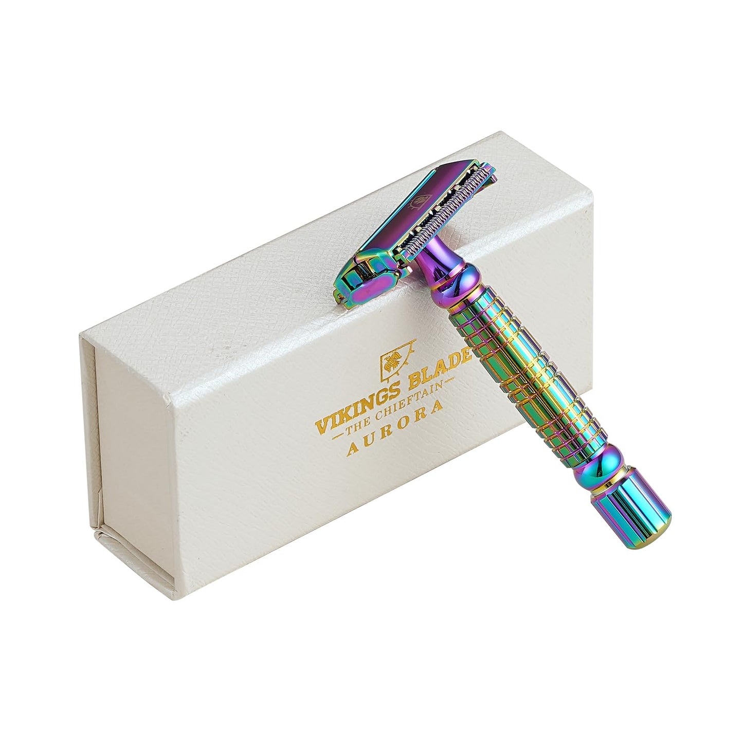 VIKINGS BLADE Double Edge Safety Razor + 5 Swedish Steel Blades + Luxury Case. Smooth, Reusable, Recyclable (Chieftain "Aurora") Beauty and Personal Care Vikings Blade