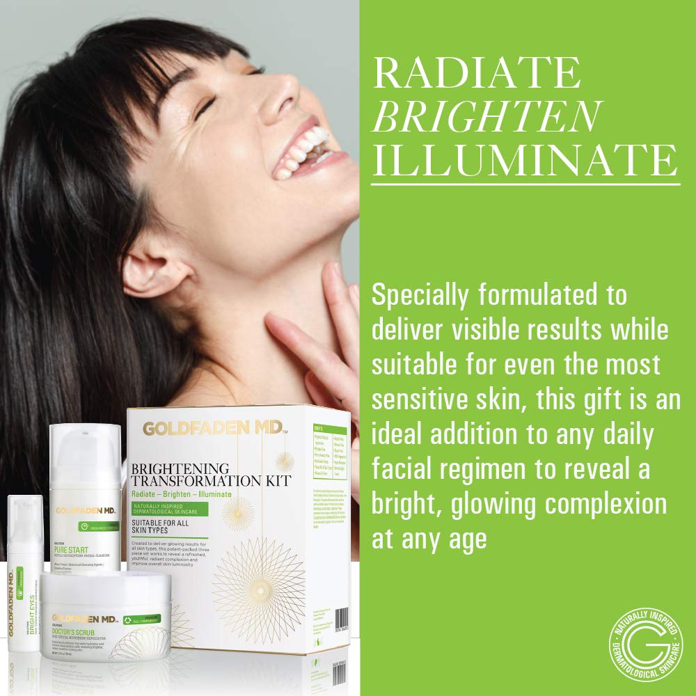 GOLDFADEN MD Brightening Transformation Kit | Advanced Skin Care Regime For Face | Includes Doctors Scrub Microdermabrasion Exfoliator, Pure Start Beauty & Personal Care GOLDFADEN MD