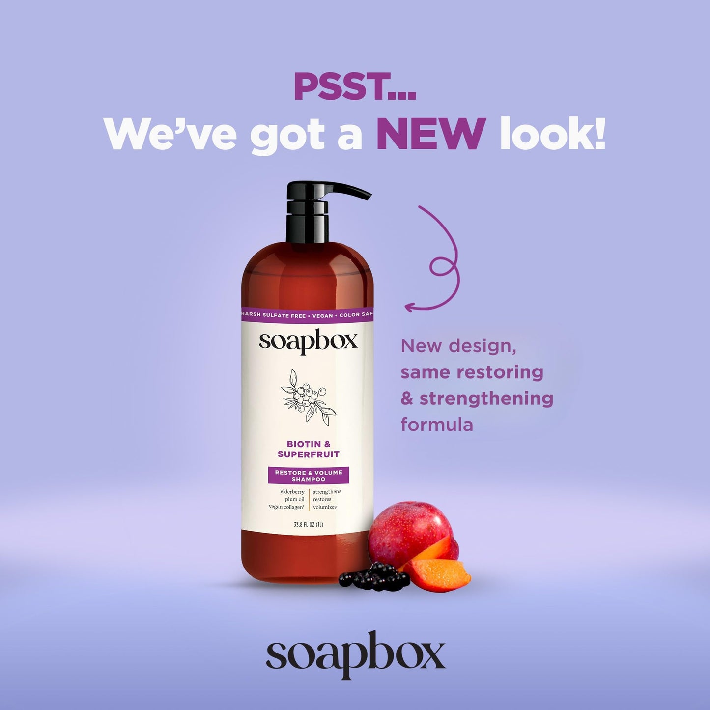 Soapbox Biotin Shampoo, Biotin & Collagen Super Fruit Shampoo for Thin, Fine, Thinning Hair | Volumizing & Repairing to Promote Hair Growth, Strength Beauty & Personal Care Soapbox