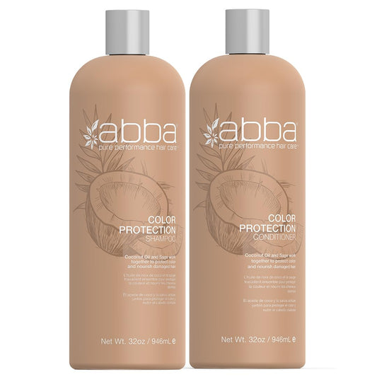 ABBA - Pure Color Protection Shampoo & Conditioner Shine Enhancing & Nourishing Value Duo Set - Coconut Oil & Sage, 32 fl oz Each Beauty & Personal Care ABBA