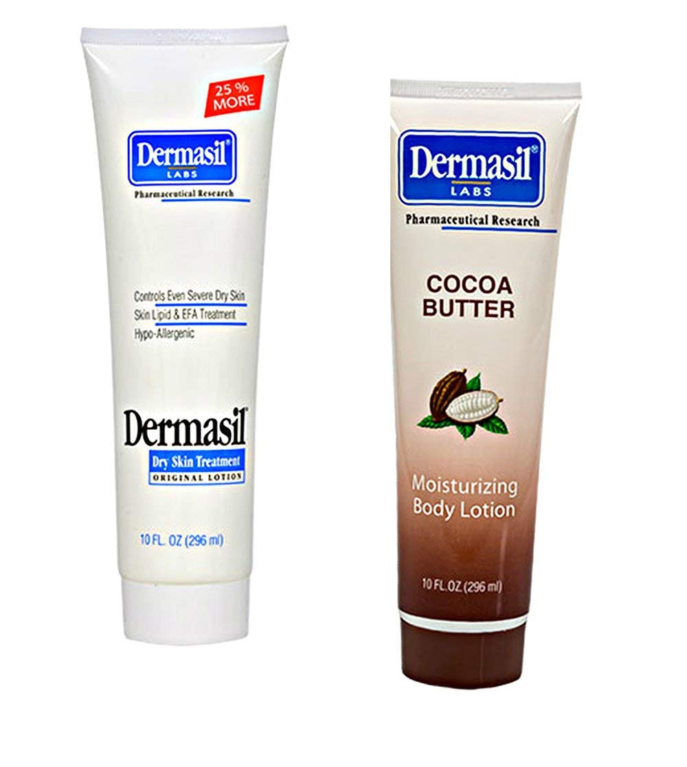 Body Lotion Skin Care Moisturizer Creamy Cocoa Butter (10 oz) Dry Skin Moisturizing (10 oz) 2 Item Bundle Beauty & Personal Care Dermasil