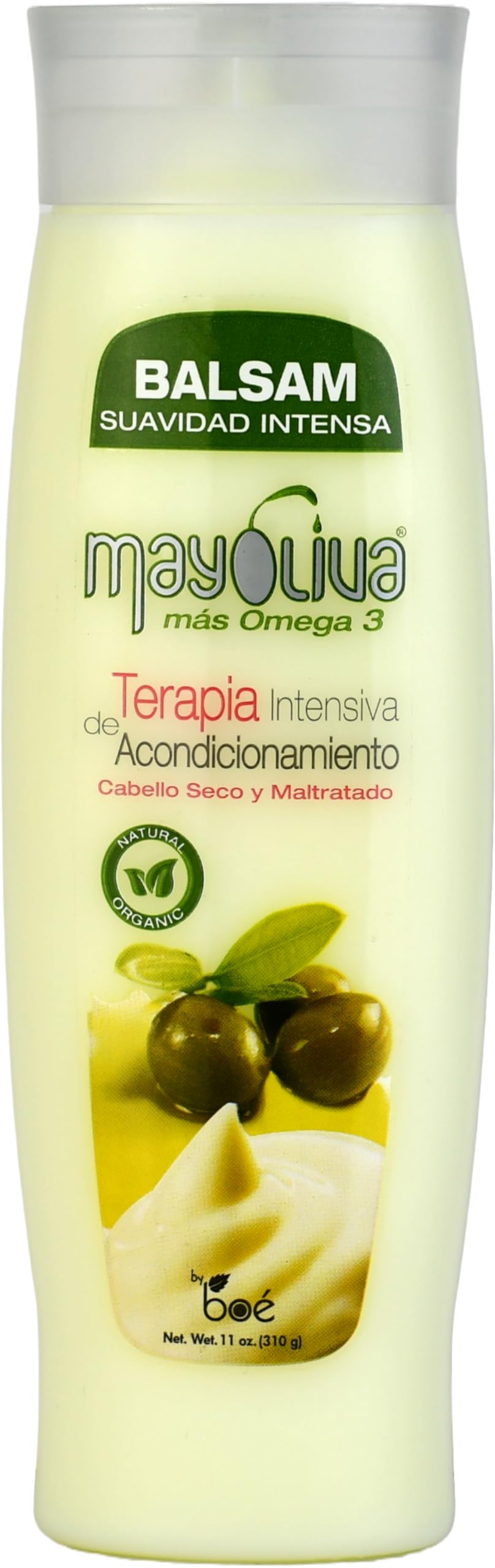 Mayoliva Balsam Suavidad Intensa 11 oz - Deep Conditioning Therapy for Dry & Damaged Hair - Omega 3, Mayonnaise & Olive Oil - Instantly Softens,
