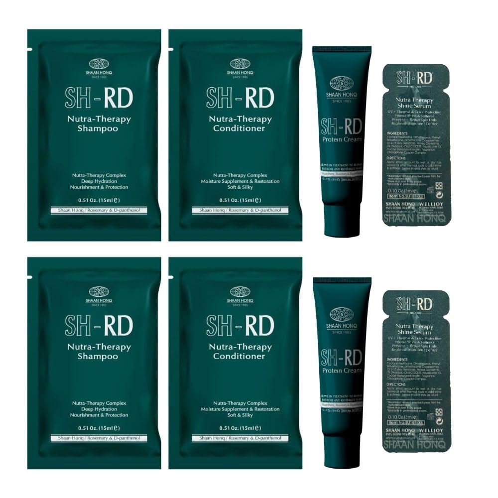 SH-RD Hair Essential Kit for Travel & Trial | Nutra-Therapy Shampoo, Conditioner, Shine Serum, Protein Cream | Daily Hair Care Routine Set in Hotel Beauty & Personal Care SH-RD
