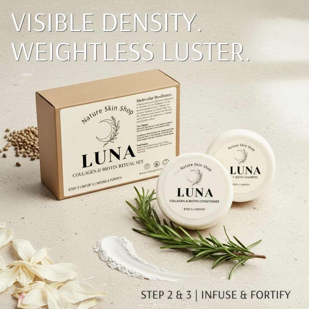 Nature Skin Shop Luna Collagen & Biotin Shampoo and Conditioner Set - Strengthening & Volumizing Solid Hair Care Duo for Fine, Thinning & Weak Hair Beauty & Personal Care Nature Skin Shop