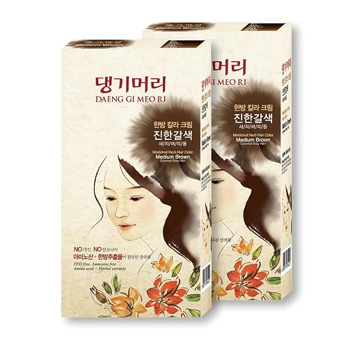 Daeng Gi Meo Ri - Korean Herbal Hair Dye Color Cream [Medium Brown] (2 PACK) - PPD-Free Gray Coverage, Hair Protection, High-Keratin Formula, 5 Oz Beauty & Personal Care Daeng Gi Meo Ri