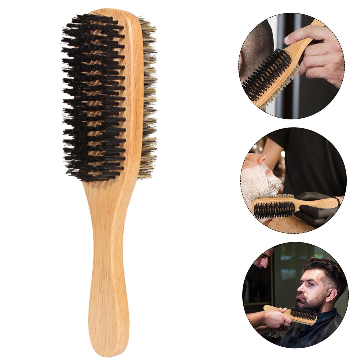 OUNONA 1Pc Dual Sided Boar Bristle Beard Brush Multi Function Grooming Tool for Men Natural Handle for Goatee Hair Cleaning present for Father Day Beauty and Personal Care OUNONA