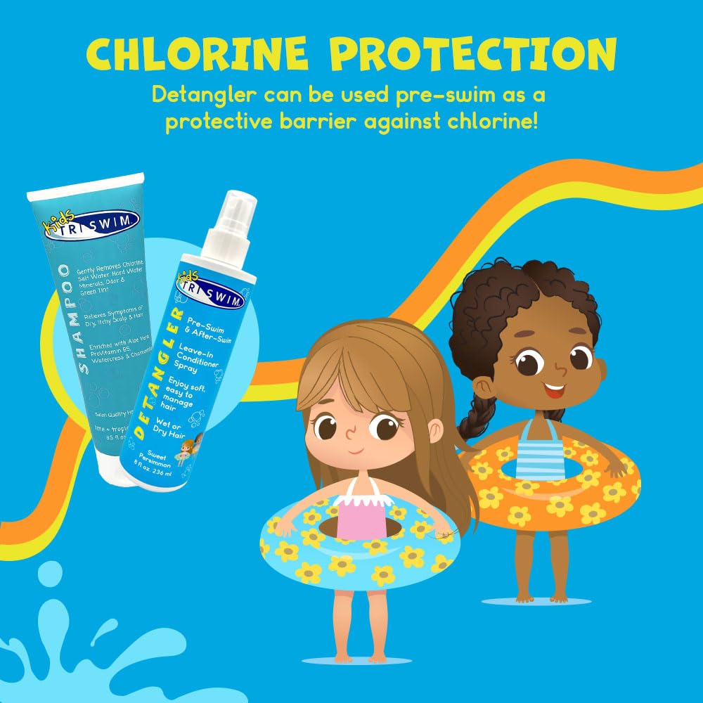 TRISWIM Swim Care Bundle | Chlorine Removal Shampoo 8.5 oz + Kids Detangler Leave-In Conditioner Spray 8 oz | Removes Chlorine & Saltwater | Detangles Beauty & Personal Care TRISWIM