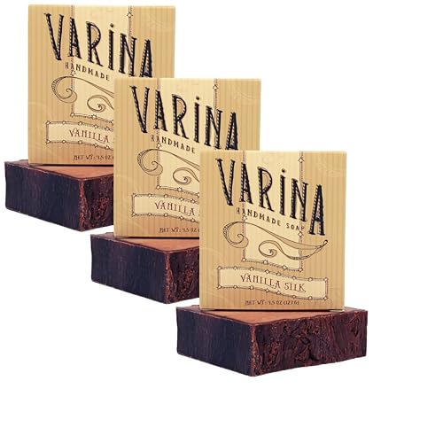 Varina Natural Vanilla Silk Bar Soap - Gentle Cleansing for Sensitive Skin, Sweet and Vanilla - 3 Pack Beauty & Personal Care Varina