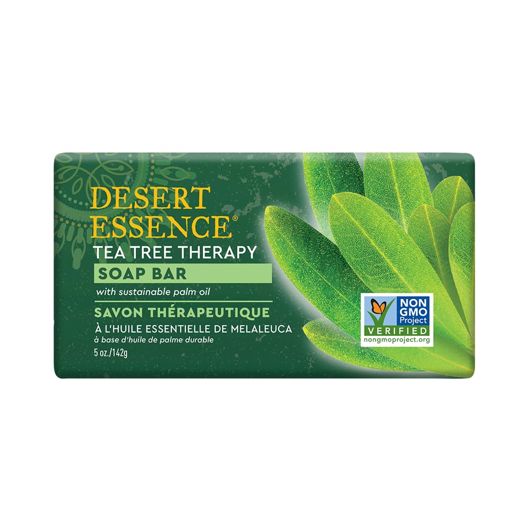 Desert Essence Tea Tree Therapy Cleansing Bar Soap - 5 Ounce - Therapeutic Skincare - All Skin Types - Jojoba Oil - Aloe Vera - Palm Oil - Moisturizes Beauty & Personal Care Desert Essence