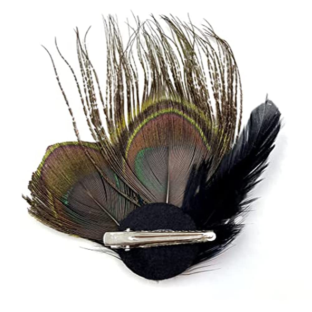 Aliotech Butterfly Peacock Feather Hair Clip with Artificial Pearl Rhinestones, 13.2*8cm - Bridal, Wedding & Party Hair Accessory Beauty & Personal Care Aliotech
