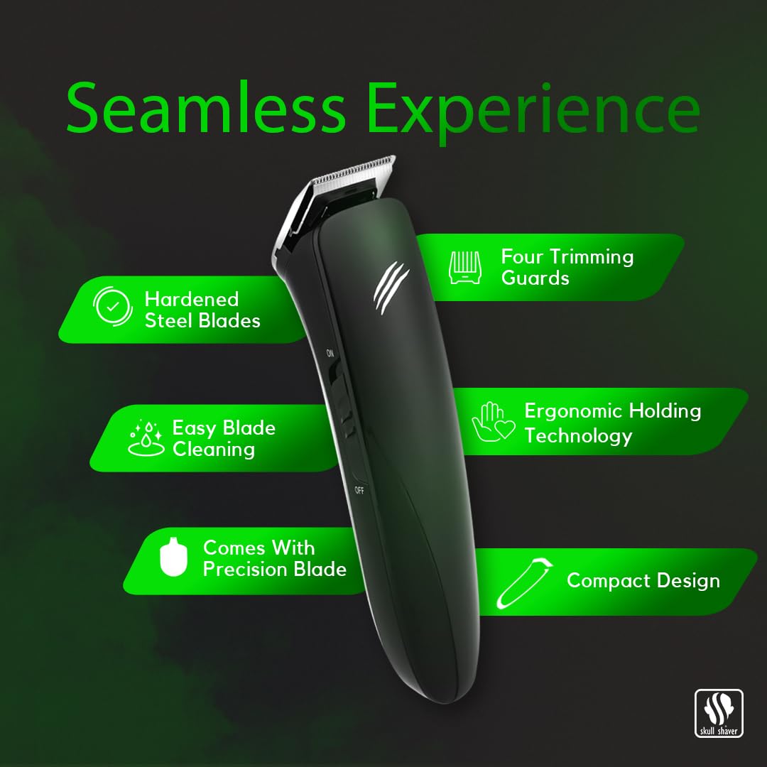 Skull Shaver Baby Beast Trimmer - Ultimate Cordless Hair & Beard Grooming Tool - Precision Steel Blades - USB Rechargeable - 4 Combs - Travel-Friendly Beauty and Personal Care Skull Shaver