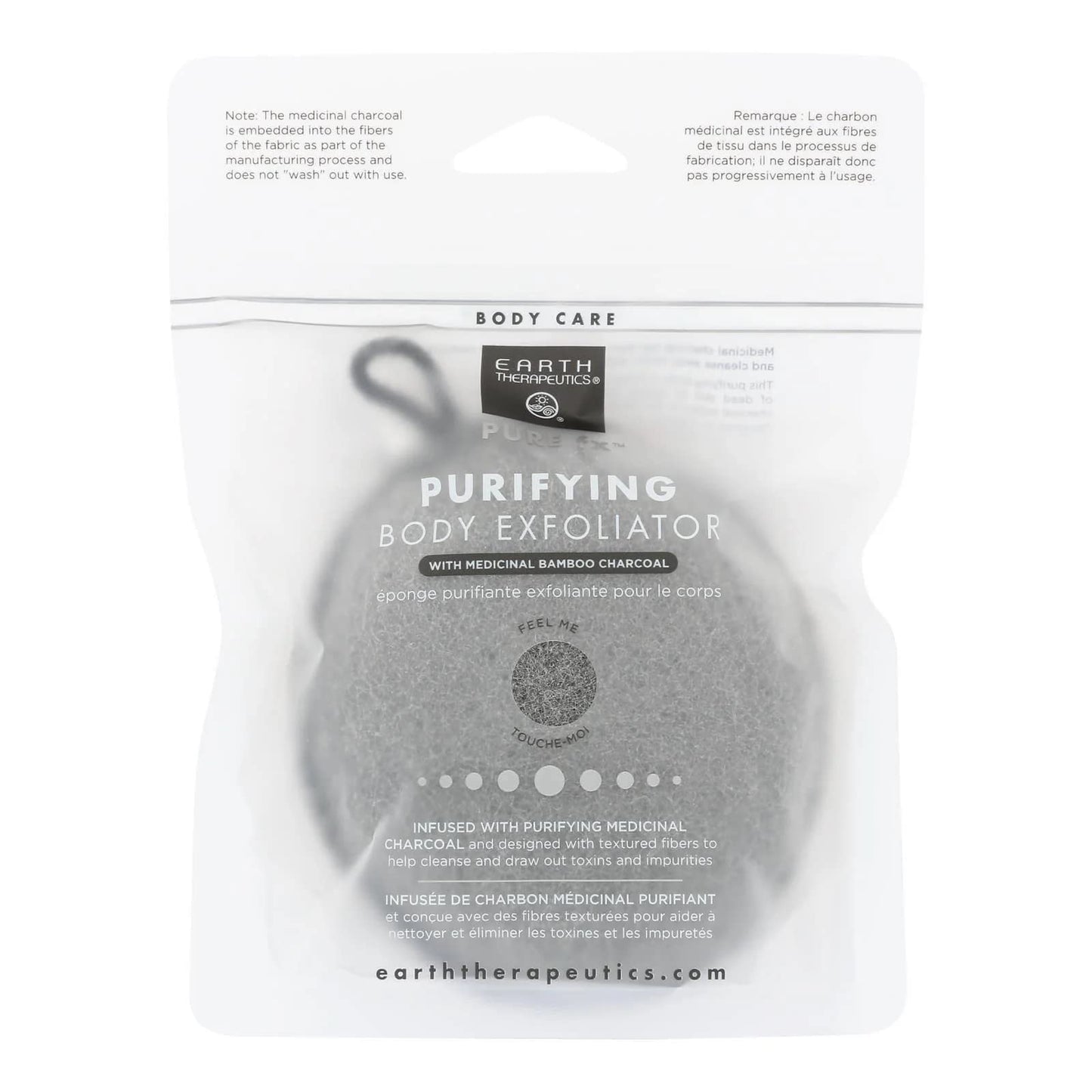 Earth Therapeutics Purifying Body Exfoliator Sponge - Black with Charcoal Beauty and Personal Care Earth Therapeutics