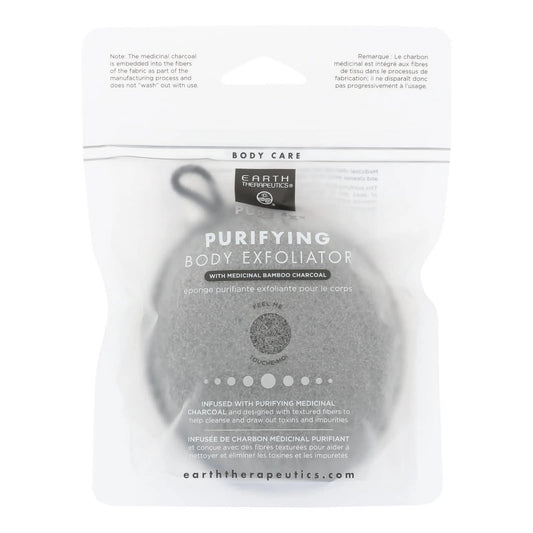 Earth Therapeutics Purifying Body Exfoliator Sponge - Black with Charcoal Beauty and Personal Care Earth Therapeutics