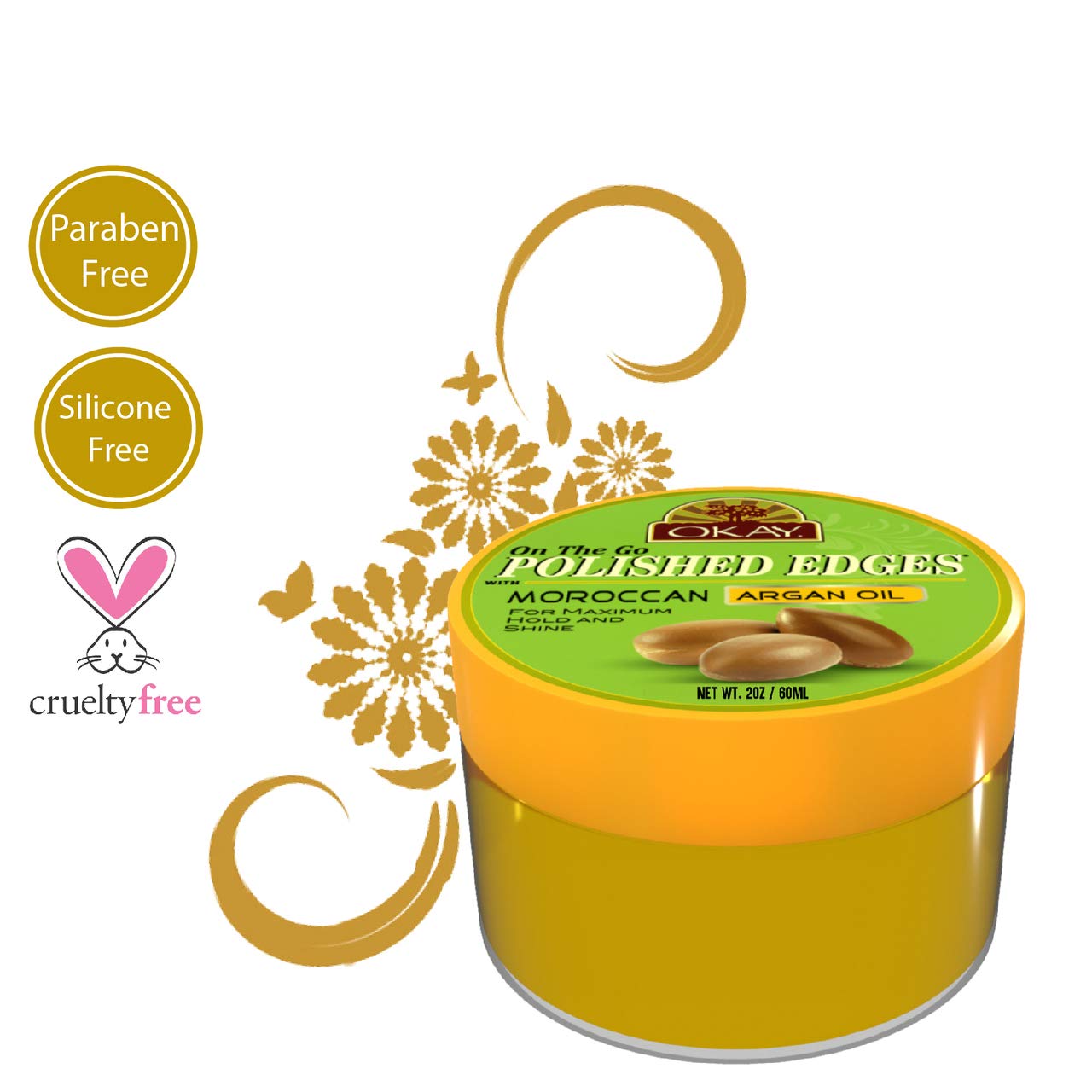 OKAY Polished Edges With Argan Oil No Flaking All Day Hold Edge Control For Hairline Sideburns Silicone,Paraben Free For All Hair Types and Textures Beauty & Personal Care OKAY