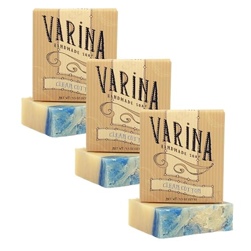 Varina Natural Clean Cotton Bar Soap - Gentle Cleansing for Sensitive Skin, Fresh - 3 Pack Beauty & Personal Care Varina