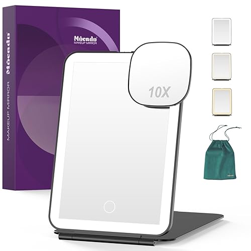 Mocado LED Foldable Travel Makeup Mirror - 5x7 inches 3 Colors Light Modes USB Rechargeable Touch Screen, Portable Tabletop Cosmetic Mirror Beauty & Personal Care Mocado