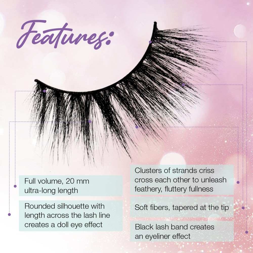 Ardell Winks Par'tay Lashes, Full Volume, 20mm Ultra-Long False Eyelashes, Feathered and Fluttery, Black Band, 1 Pair Beauty & Personal Care Ardell