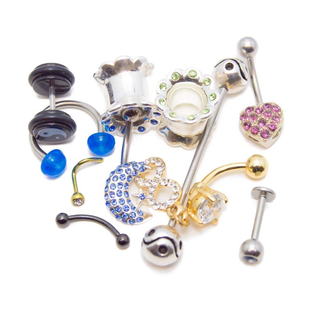 BodyJewelryOnline Randomly Picked Body Jewelry Pack [30 Pieces: Belly/Nose/Nipple/Tongue/Ear/Lip Rings], Mixed Styles/Designs Beauty & Personal Care BodyJewelryOnline