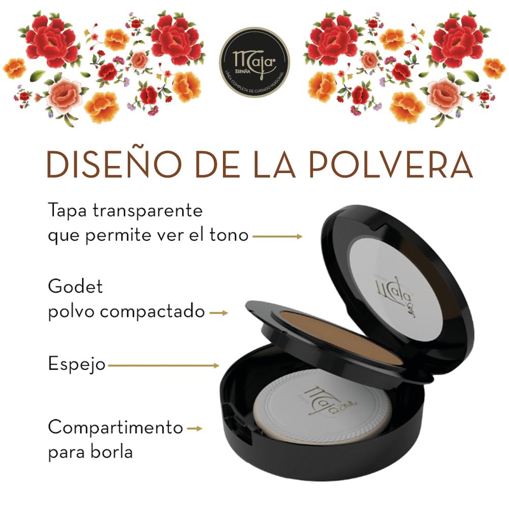 Maja Pressed Compact, Creme Powder for Flawless Uniform Coverage, Skin Matte, Without Shine, Long Lasting Effect, Pressed Powder with Mirror, Arabesco Beauty & Personal Care Maja
